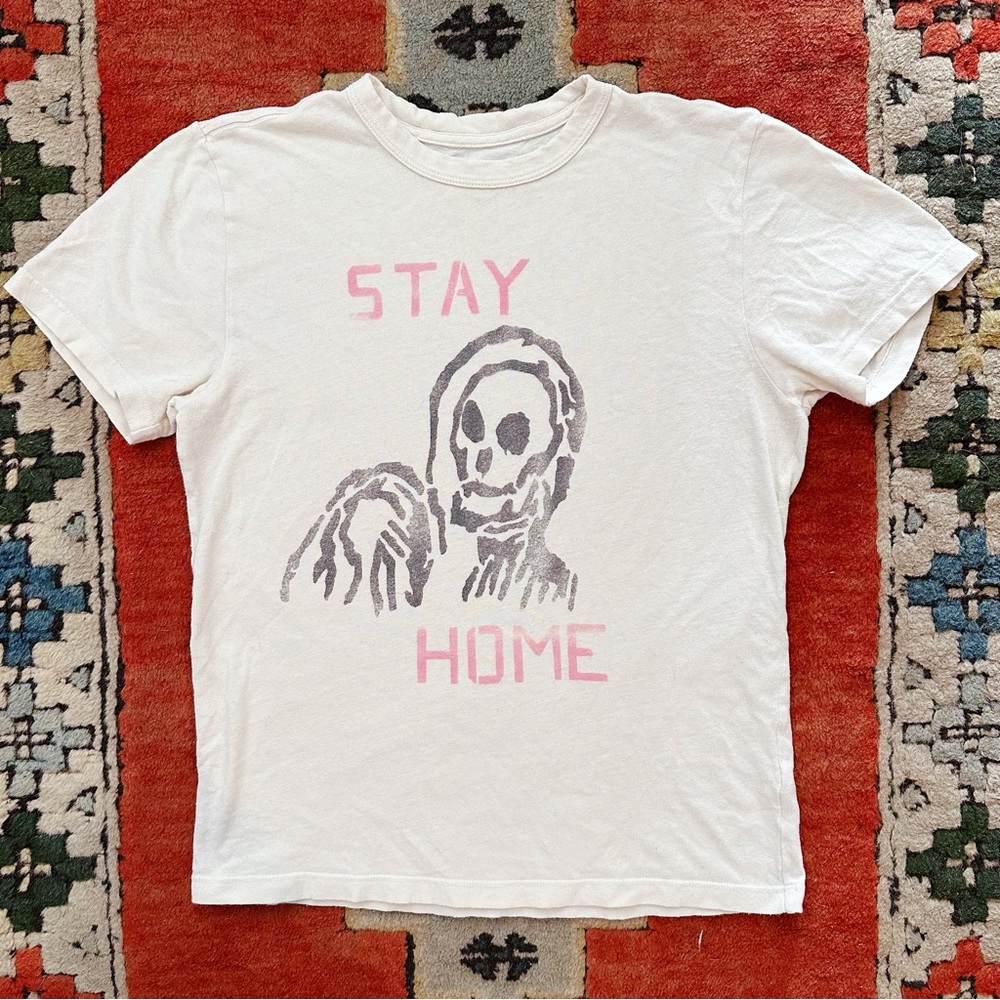 Imogene + Willie Stay Home Screen Print Unisex Heavyweight Tee 2020 T-Shirt Rare